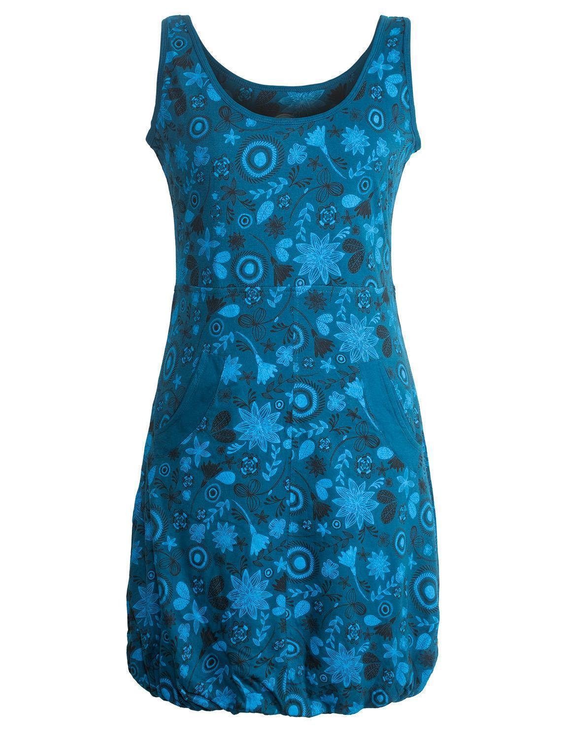 Sommerkleid Ärmelloses Blumen bedrucktes Ballonkleid m.Taschen