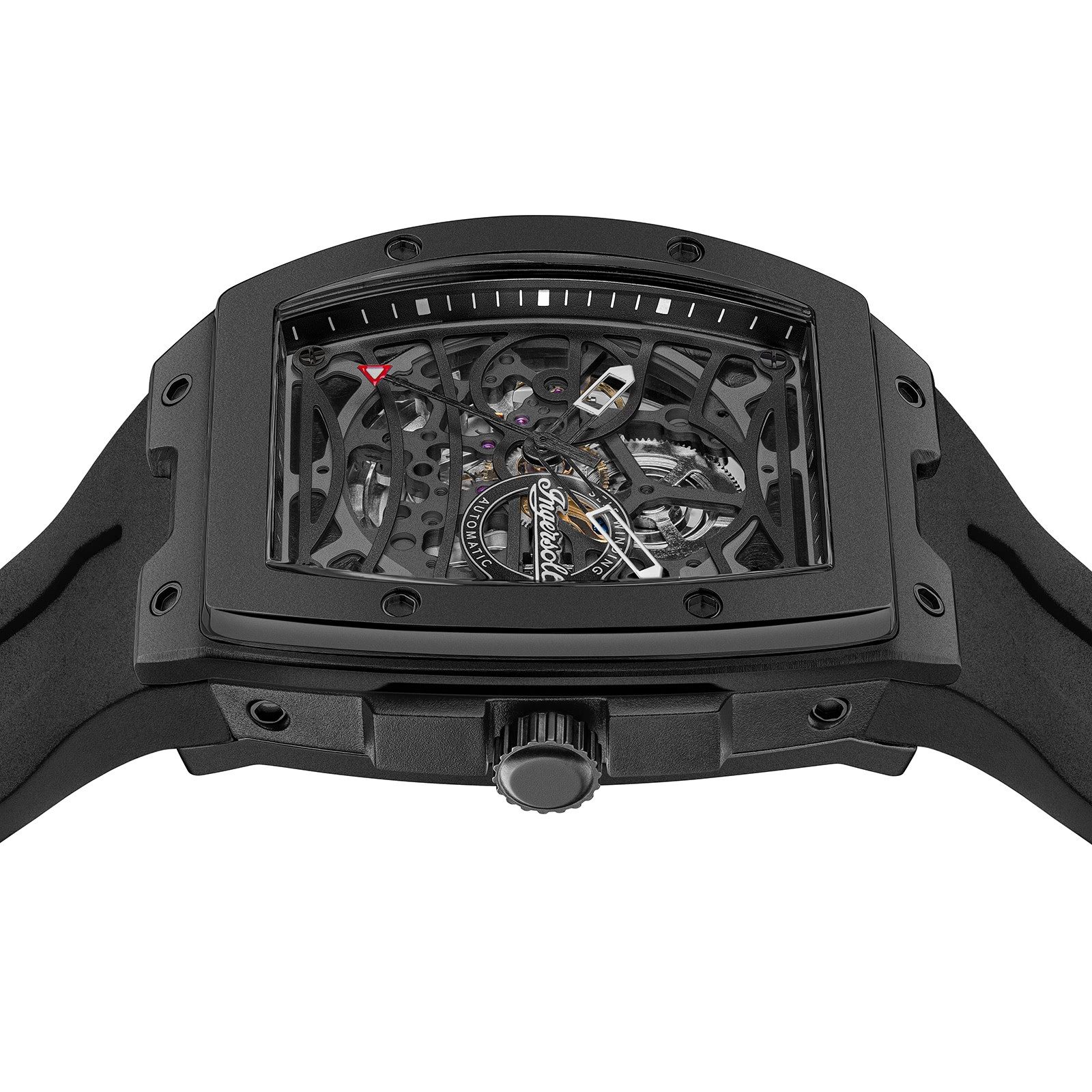 Ingersoll Quarzuhr Ingersoll Herrenuhr Silikon schwarz, (Analoguhr), Herren Armbanduhr eckig, Silikonarmband schwarz, Sport