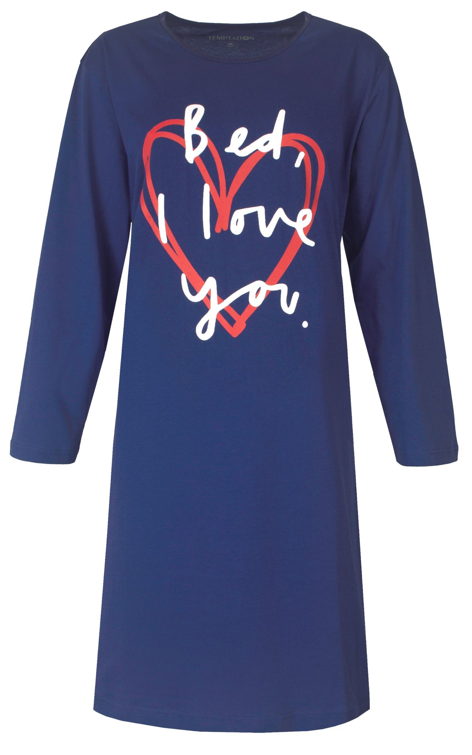 TEMPTATION Nachthemd Damen Schlafshirt mit langem Arm (1-tlg) Baumwolle günstig online kaufen