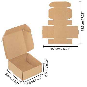 Belle Vous Geschenkbox 50er Pack Geschenkboxen aus braunem Kraftpapier mit Deckel, 50er Pack Braune Kraftpapier Geschenkbox mit Deckel