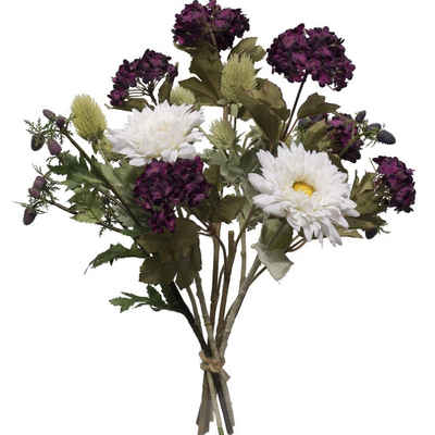 Kunstblume *Gemischter Blumenstrauss aus Schneeball, Aster, Edeldistel Schneeball (Viburnum), 2474U, Höhe 50 cm, künstlich, naturgetreu, täuschend echt