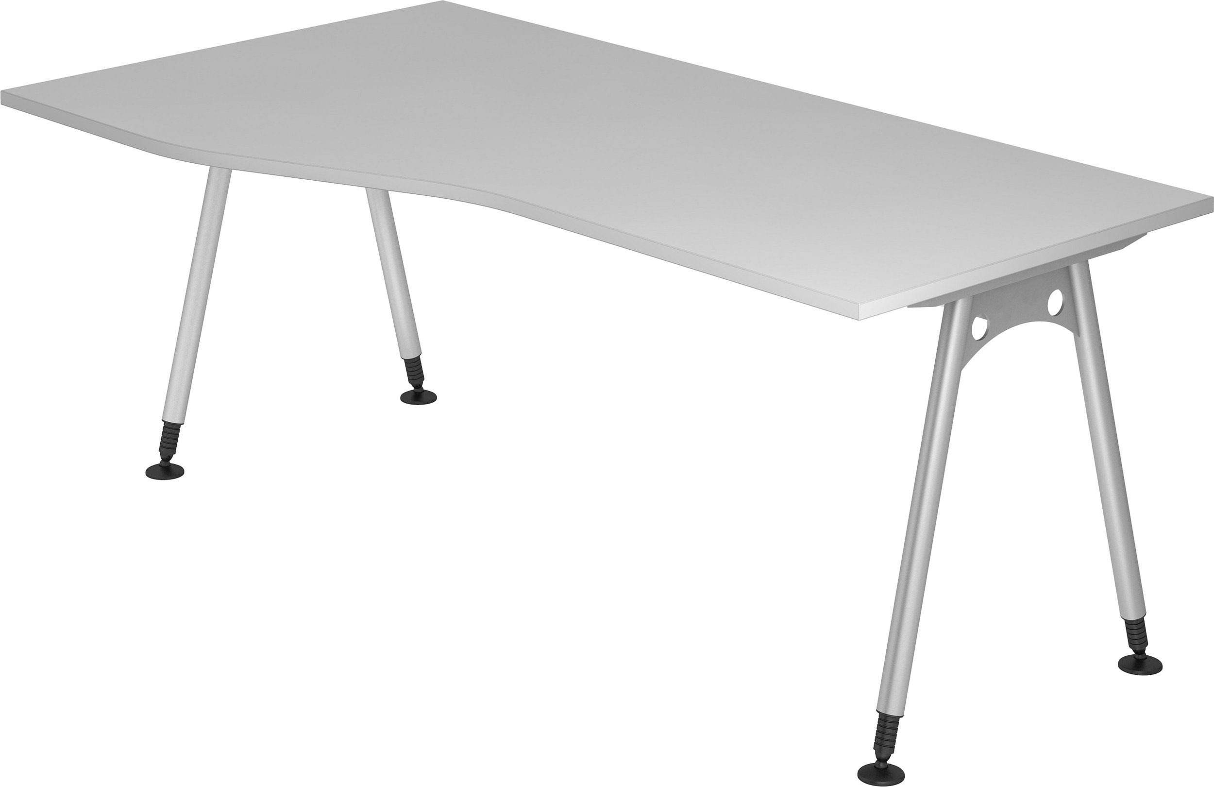 bümö Schreibtisch Schreibtisch Serie-A, Freiform: 180 x 100 cm - Dekor: Grau
