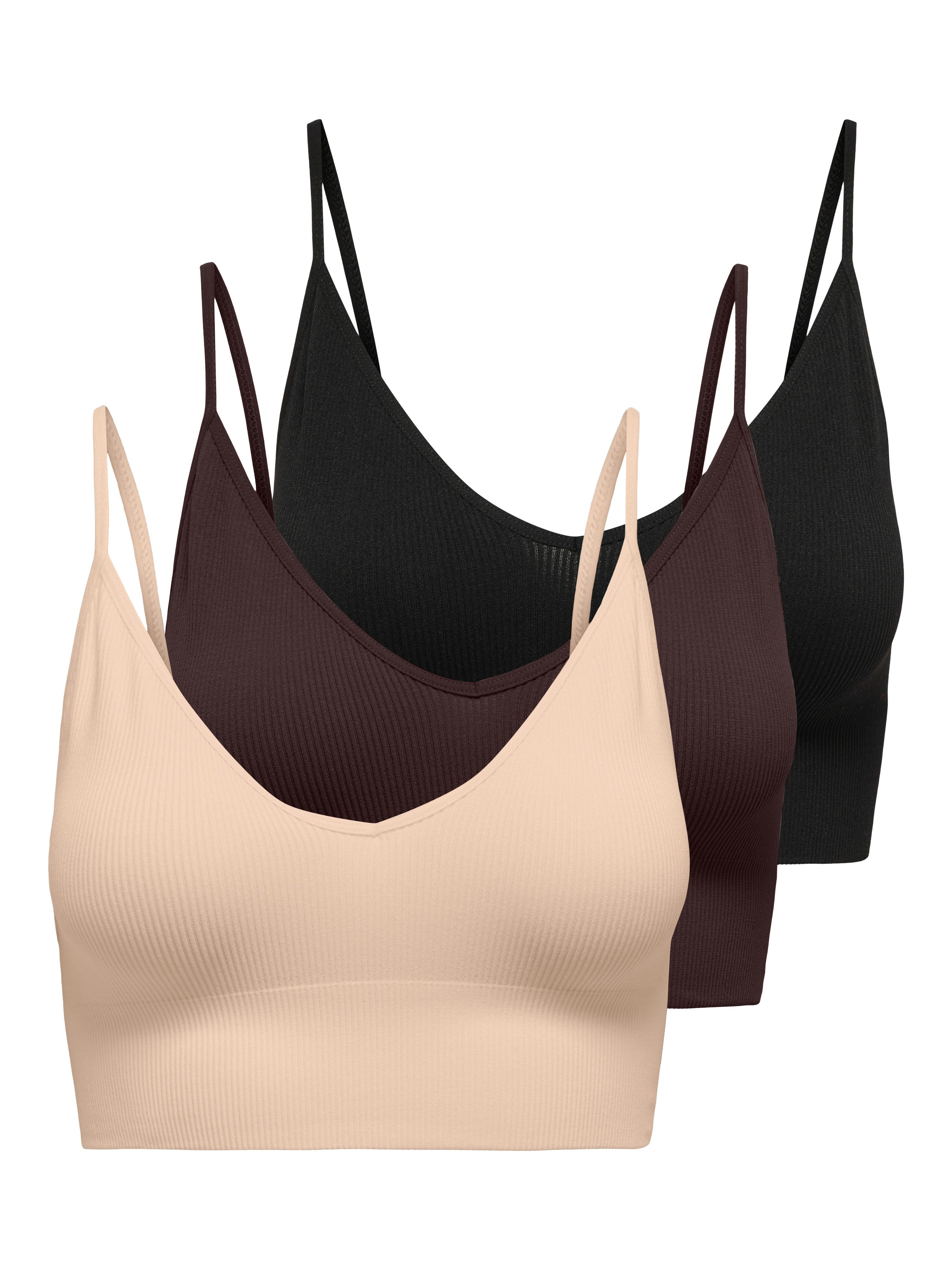 ONLY Bustier "ONLVICKY RIB S-L V-NECK 3-PACK TOP NOOS", figurbetont, modisc günstig online kaufen