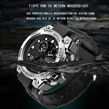 Gontence Digitaluhr Herren Uhren Sport Militär Große Armbanduhr Outdoor Digitaluhren, mit Armband