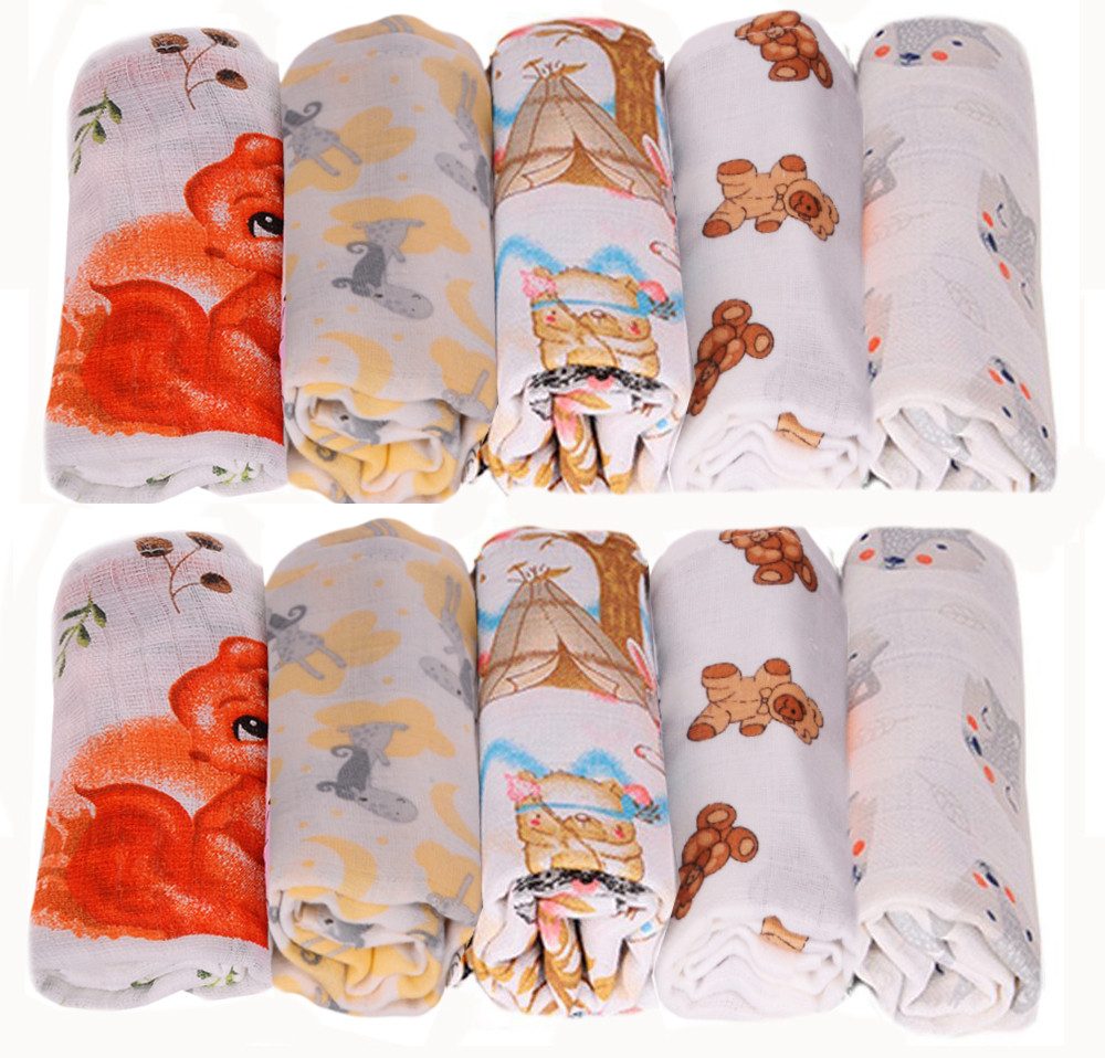 La Bortini Stoffwindeln 10er Pack Spucktücher Baby Mullwindeln Schmusetücher, aus reiner Baumwolle, große Packung, Pflegetücher für Neugeborene
