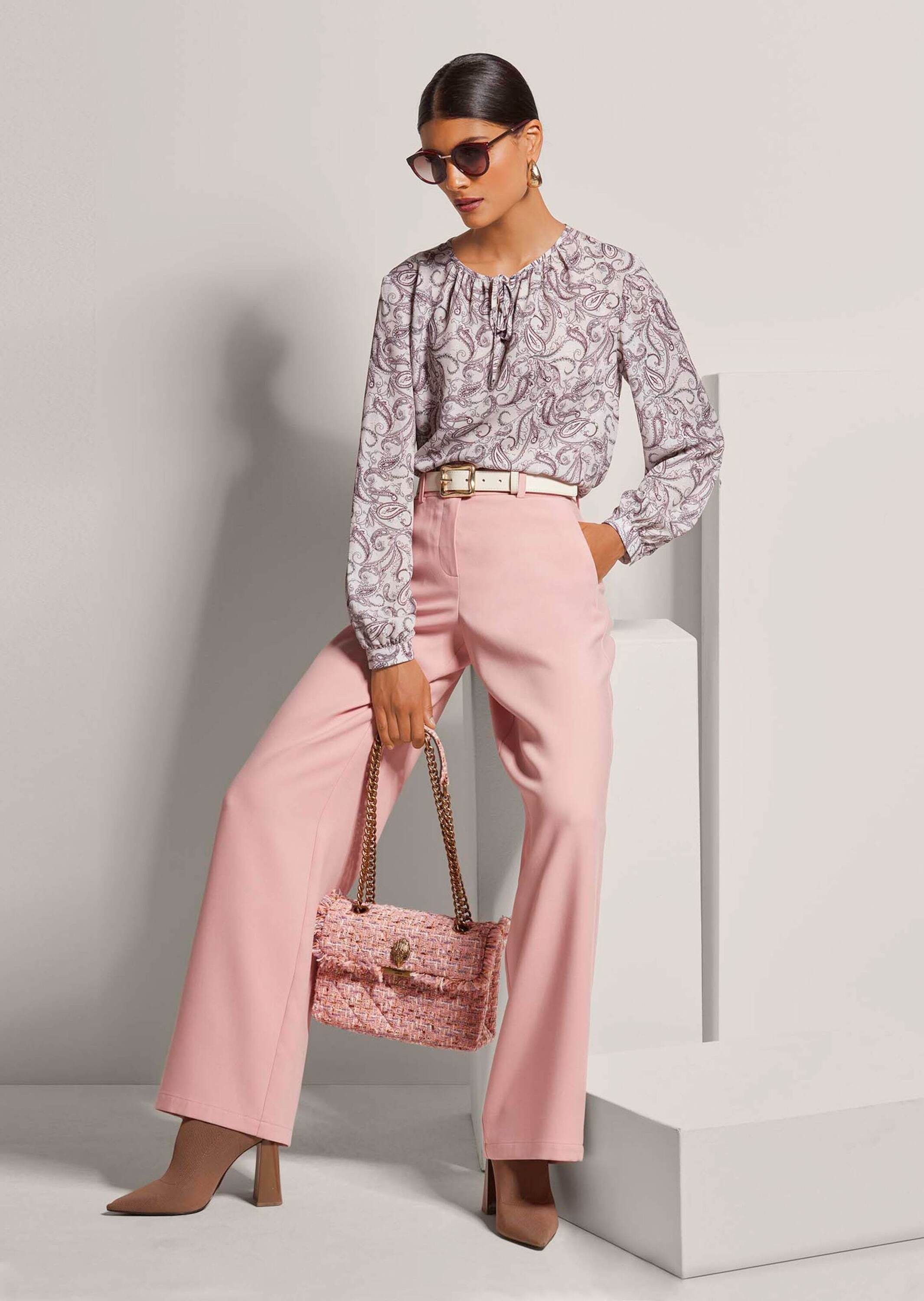 MADELEINE Langarmbluse Rundhals-Bluse mit Paisley-Druck Verspieltes Paisley-Muster, runder Ausschnitt mit Faltenakzent – Bild 3 von 5