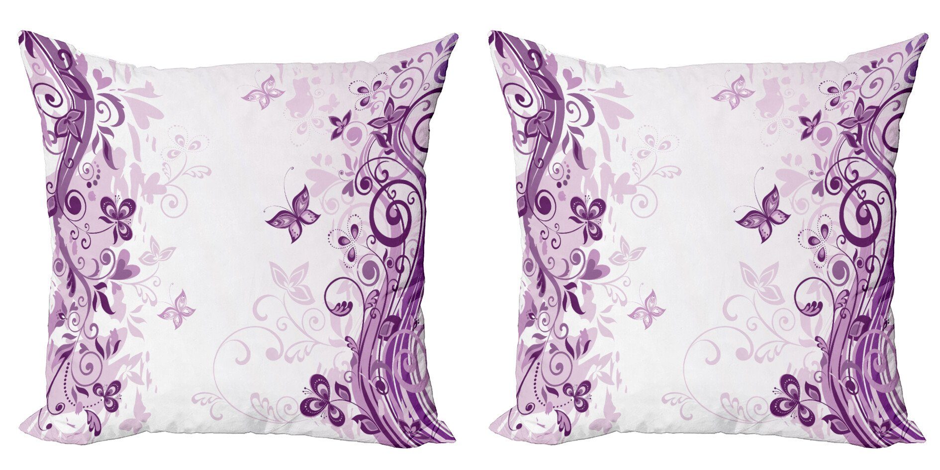 Kissenbezüge Modern Accent Doppelseitiger Digitaldruck, Abakuhaus (2 Stück), Violett Wirbelnde Blumen Wilde