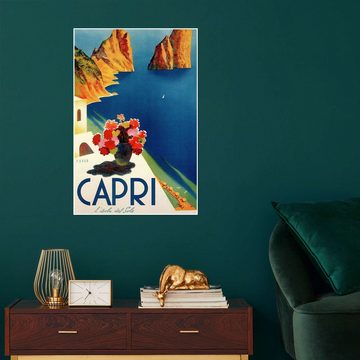 Posterlounge Poster Vintage Travel Collection, Italien, Sommerinsel Capri (italienisch), Wohnzimmer Vintage Illustration