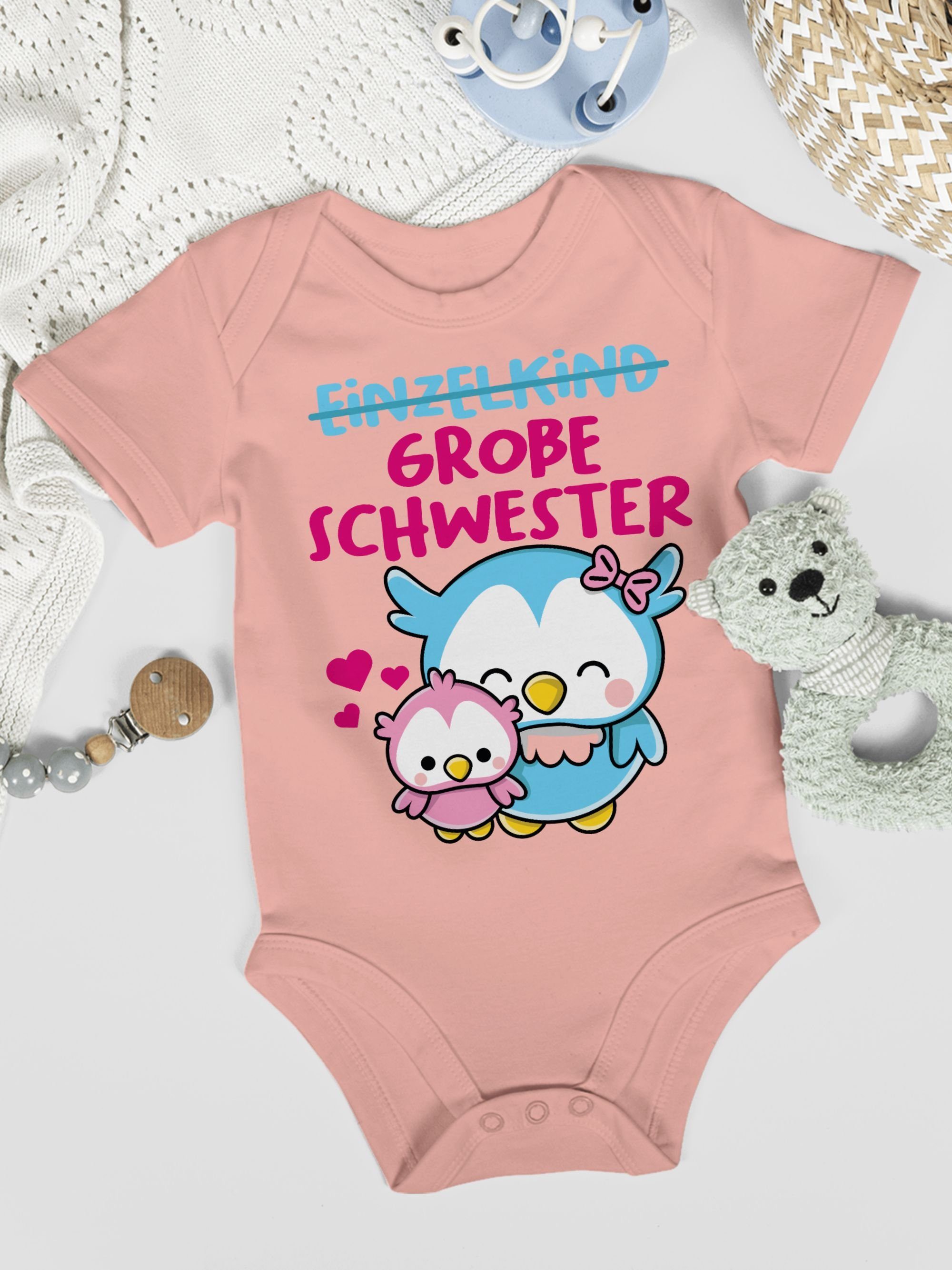 Shirtracer Shirtbody Einzelkind große Schwester mit Bruder Geschwister und Babyrosa Eulen 2 Schwester