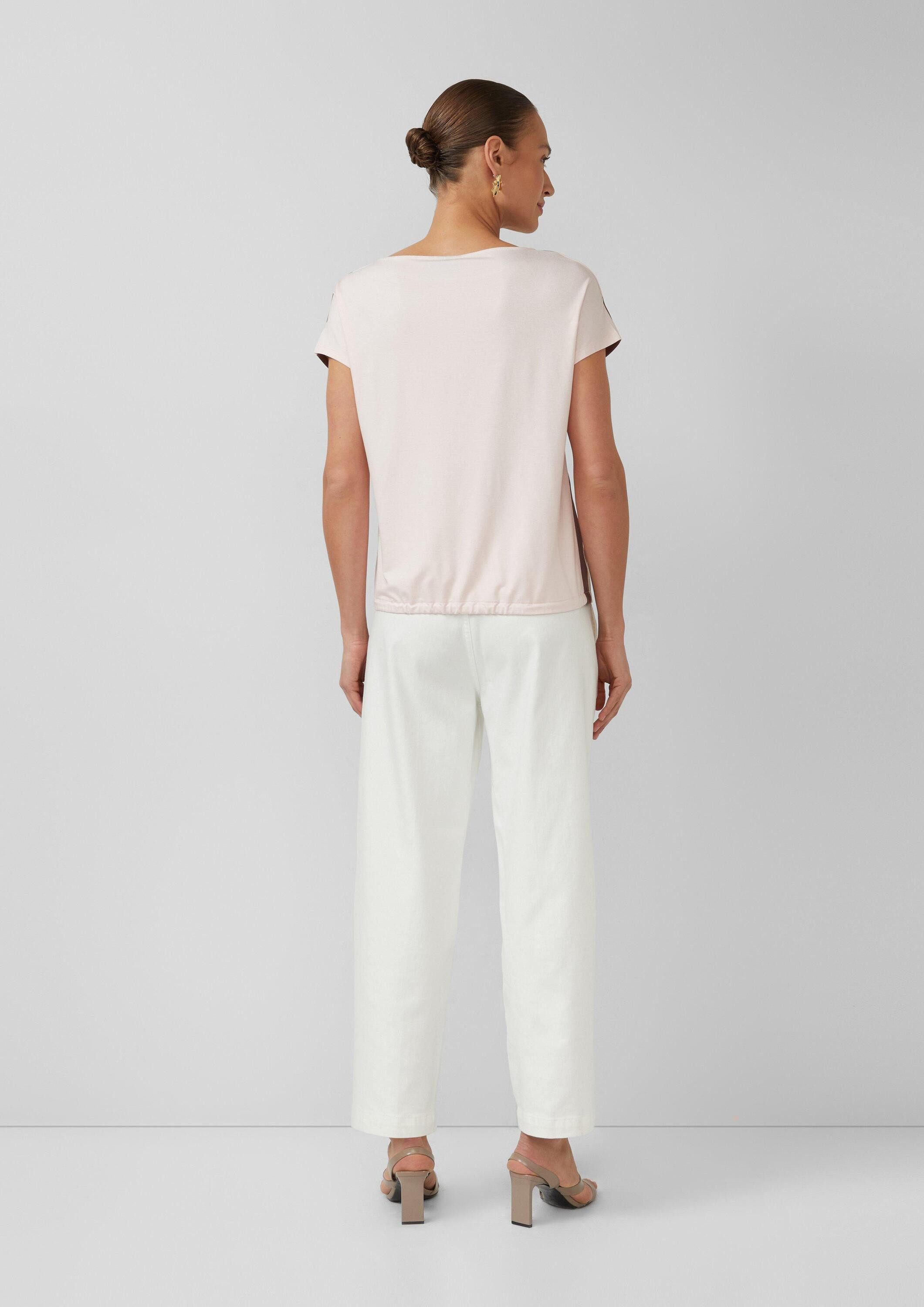 s.Oliver Kurzarmshirt T-Shirt Blusenshirt mit U-Boot-Ausschnitt und Frontprint