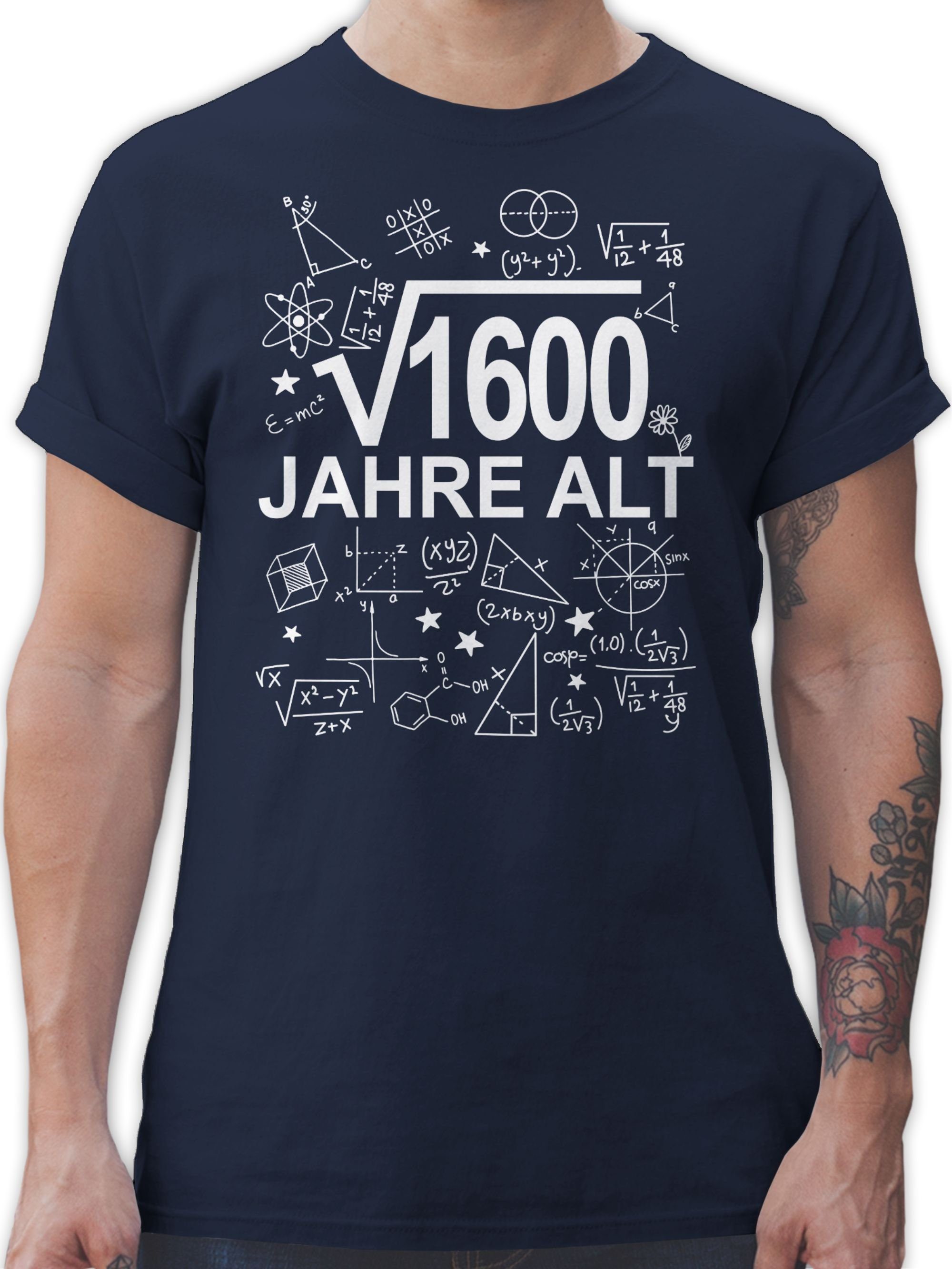 Shirtracer T-Shirt (Wurzel 1600) Vierzig Jahre alt weiß 40. Geburtstag 2 Navy Blau