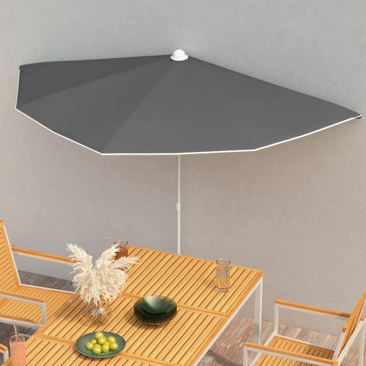 LuxusKollektion Balkonschirm Sonnenschirm Halbrund Balkon Anthrazit 180x90cm