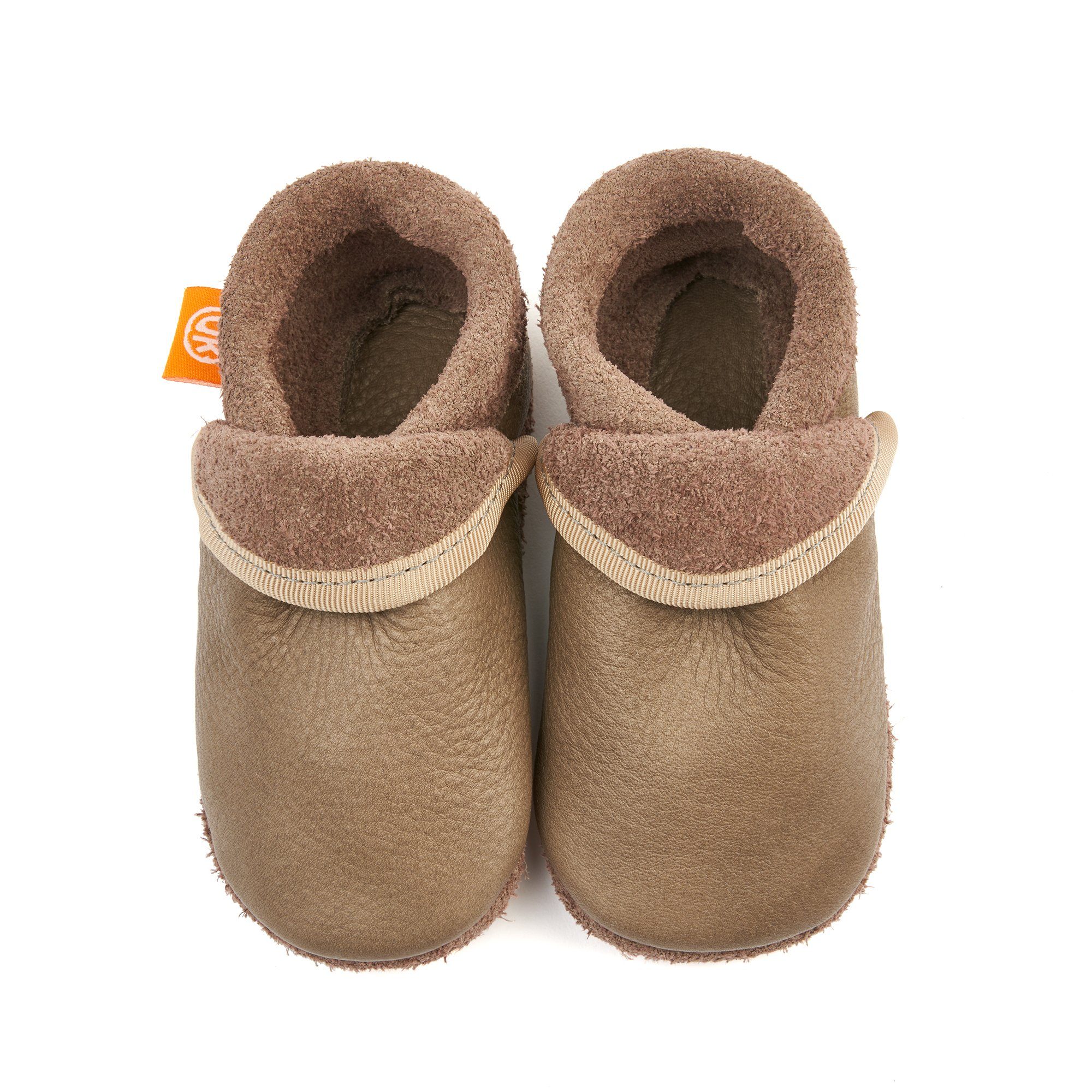 Orangenkinder® Klassik Beige Baby Krabbelschuh pflanzlich gegerbtes Leder, Made in Germany, atmungsaktiv