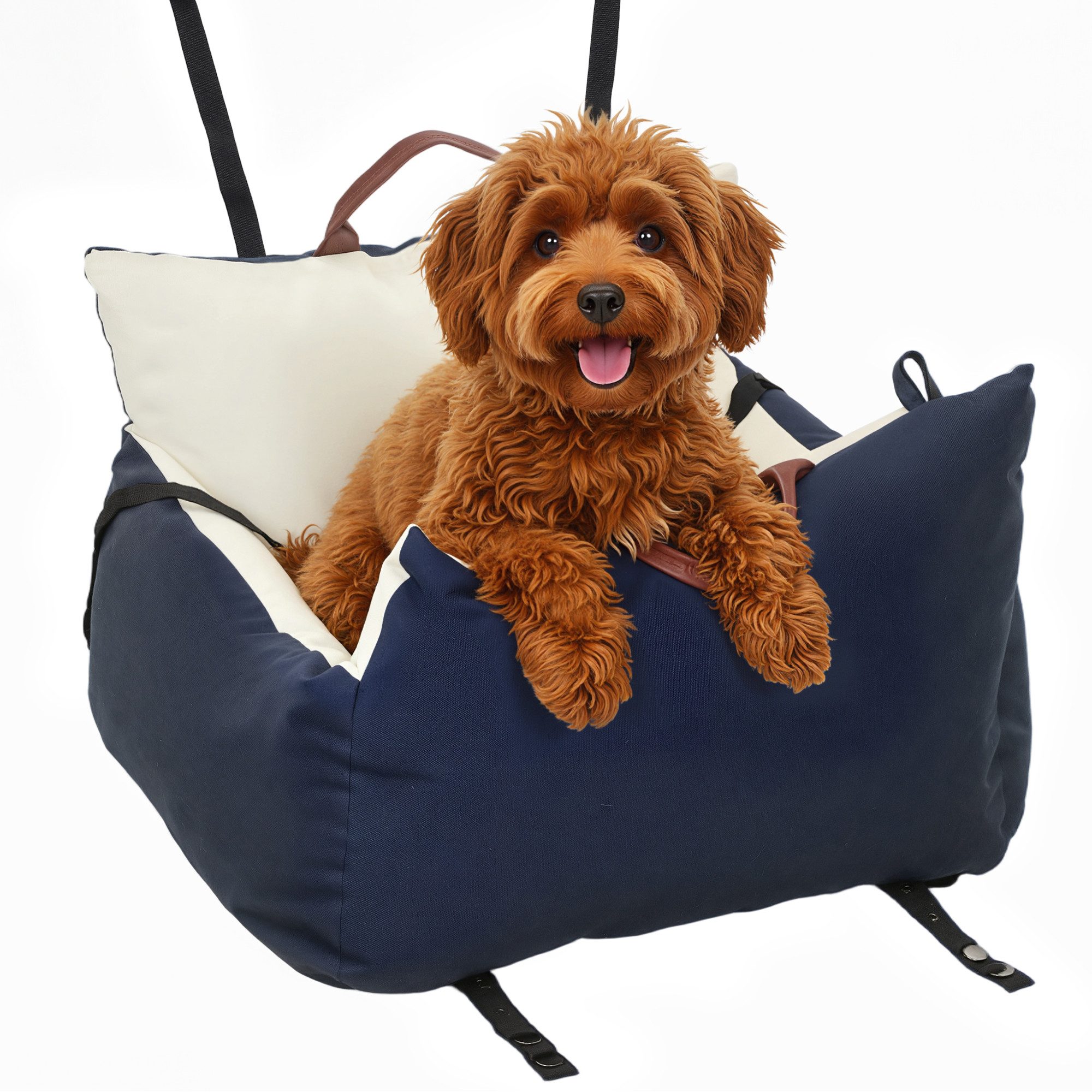 PawHut Hunde-Autositz mit Sicherheitsgurt, Baumwolle, für Kleine Hunde und Katzen Haustiere