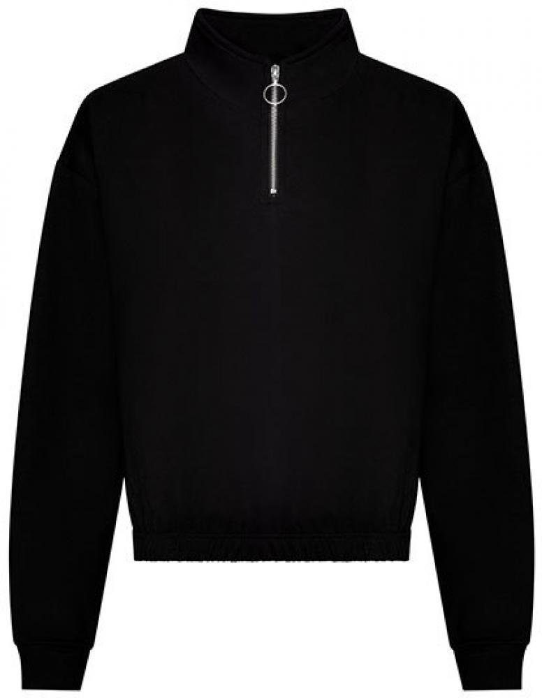 Just Hoods Sweatshirt Women´s Cropped 1/4 Zip Damen Sweatshirt