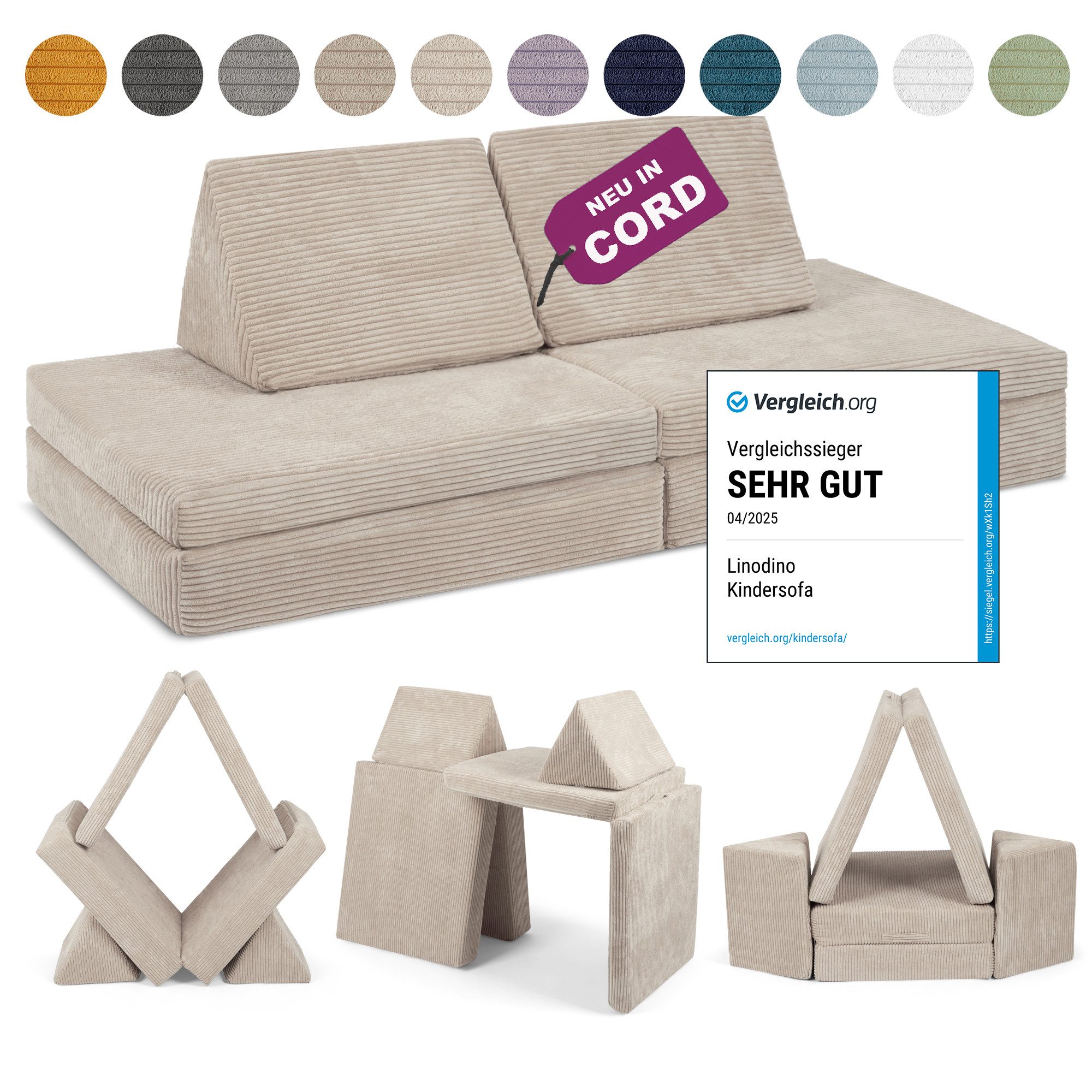 Linodino Kindersofa Spielsofa I aus Schaumstoff Bausteine I Spielcouch für günstig online kaufen