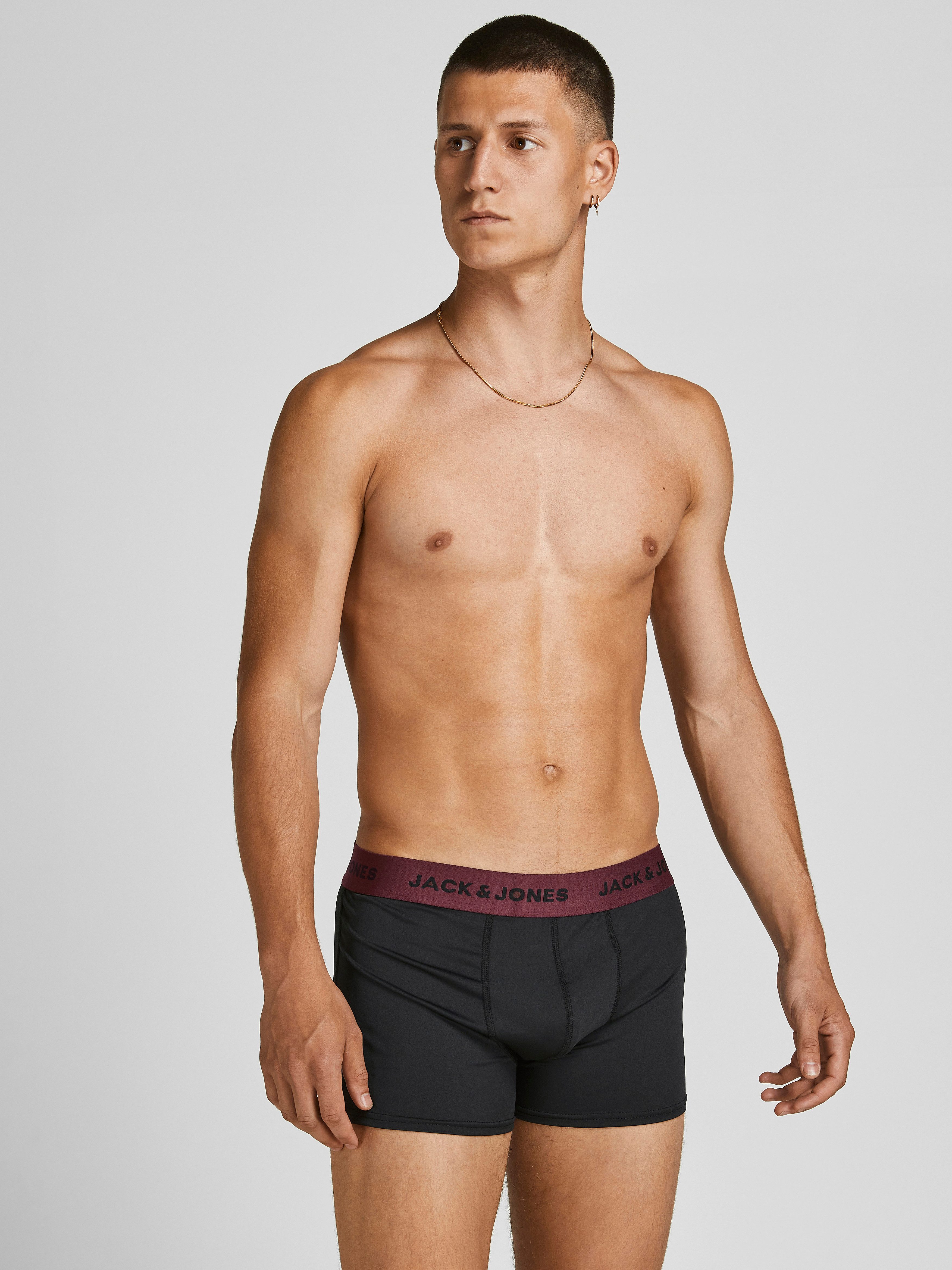 Jack & Jones Trunk JACFLOWER aus Microfaserqualität und schnelltrocknendem Material (Packung, 3-St) unifarben mit Farbeinsatz, modisch, eng anliegend, Microfaser