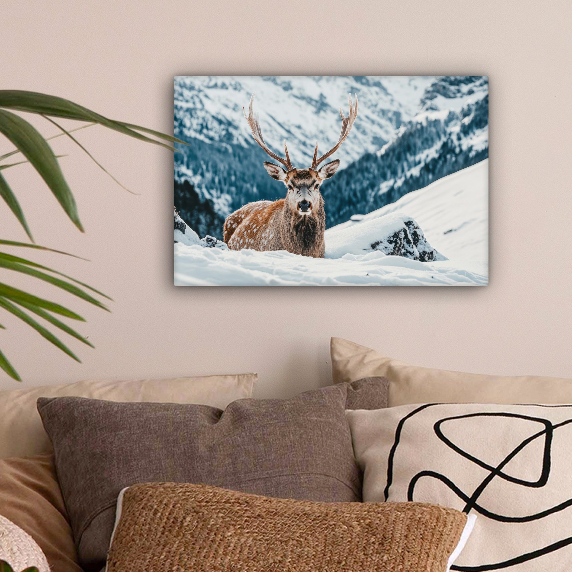 OneMillionCanvasses® Leinwandbild Hirsche - Landschaft - günstig online kaufen