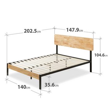 ZINUS Bettgestell OLIVIA 140x200 cm Bettgestell Aus mit Einem Kopfteil Aus Kiefernholz