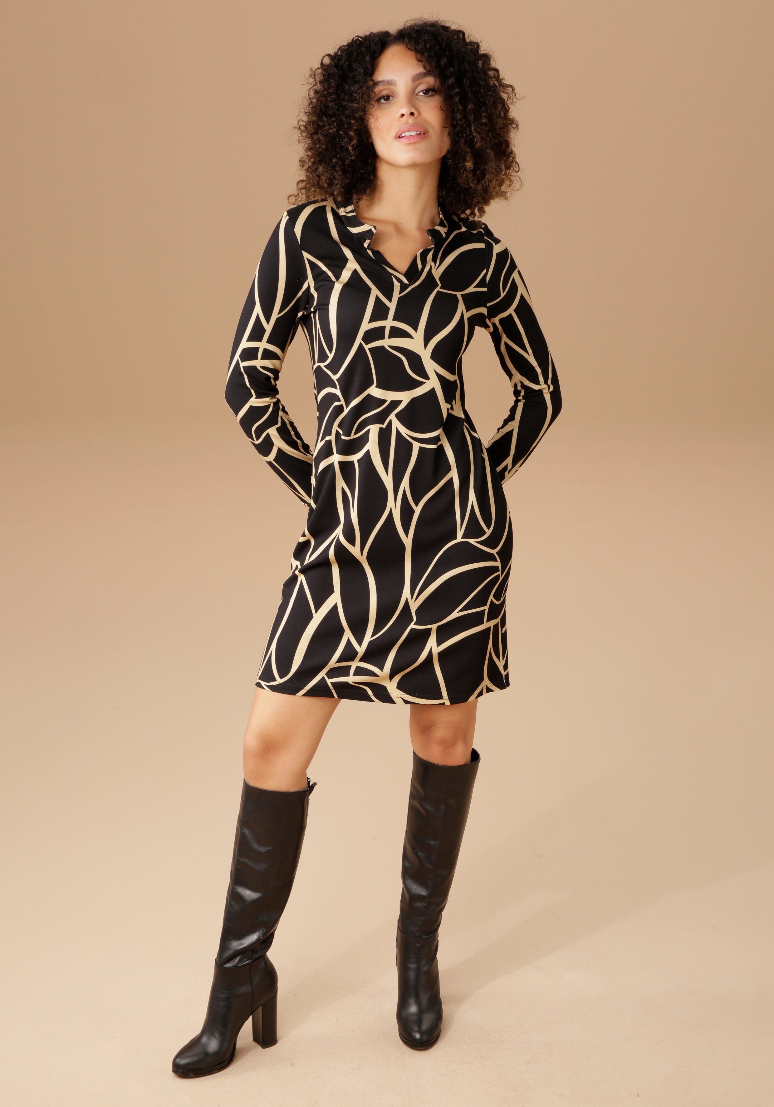 Aniston SELECTED Jerseykleid Muster mit elegantem