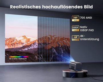 WiMiUS Linux System & 6D Autofokus Trapezkorrektur Netflix Portabler Projektor (2500 lm, 3840*2160 px, mit Dolby Audio für Heimkino/Outdoor Handy)