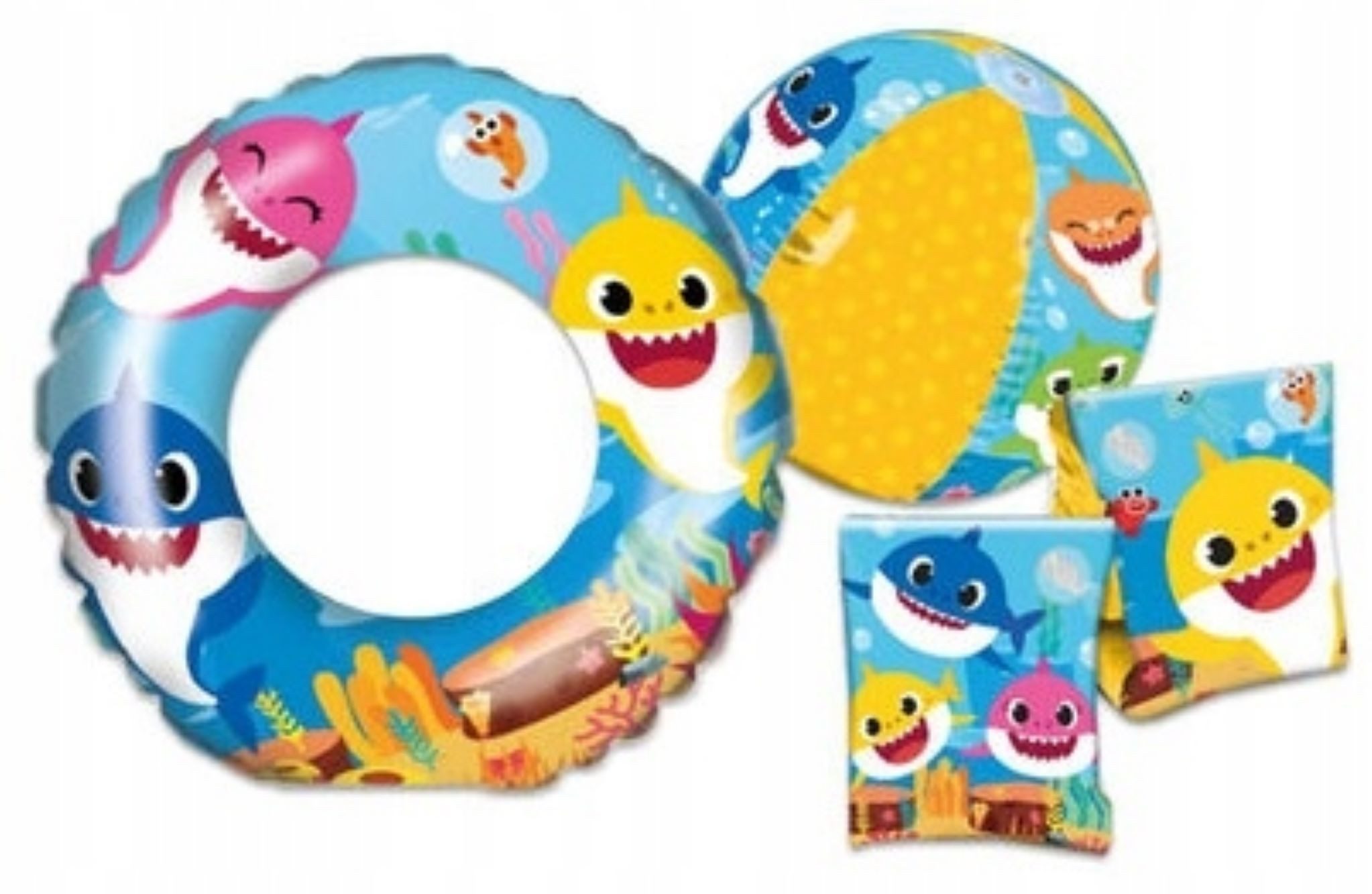 SAMBRO Schwimmring Baby Shark Schwimmset: Schwimmring, Armbänder & Ball