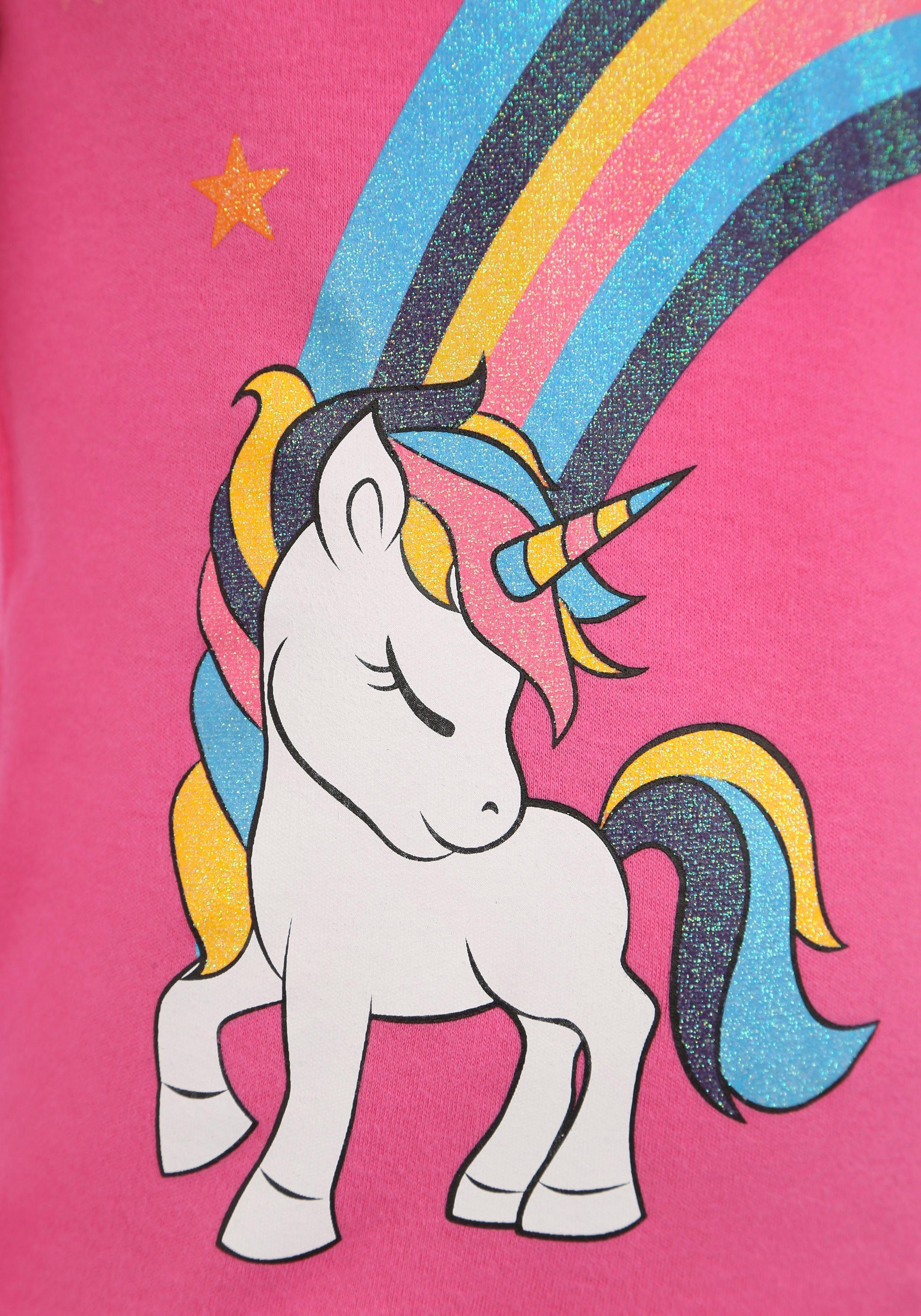 KIDSWORLD Langarmshirt EINHORN Regenbogen Langarm, Basic-Passform, bedruckt, aus Baumwolle