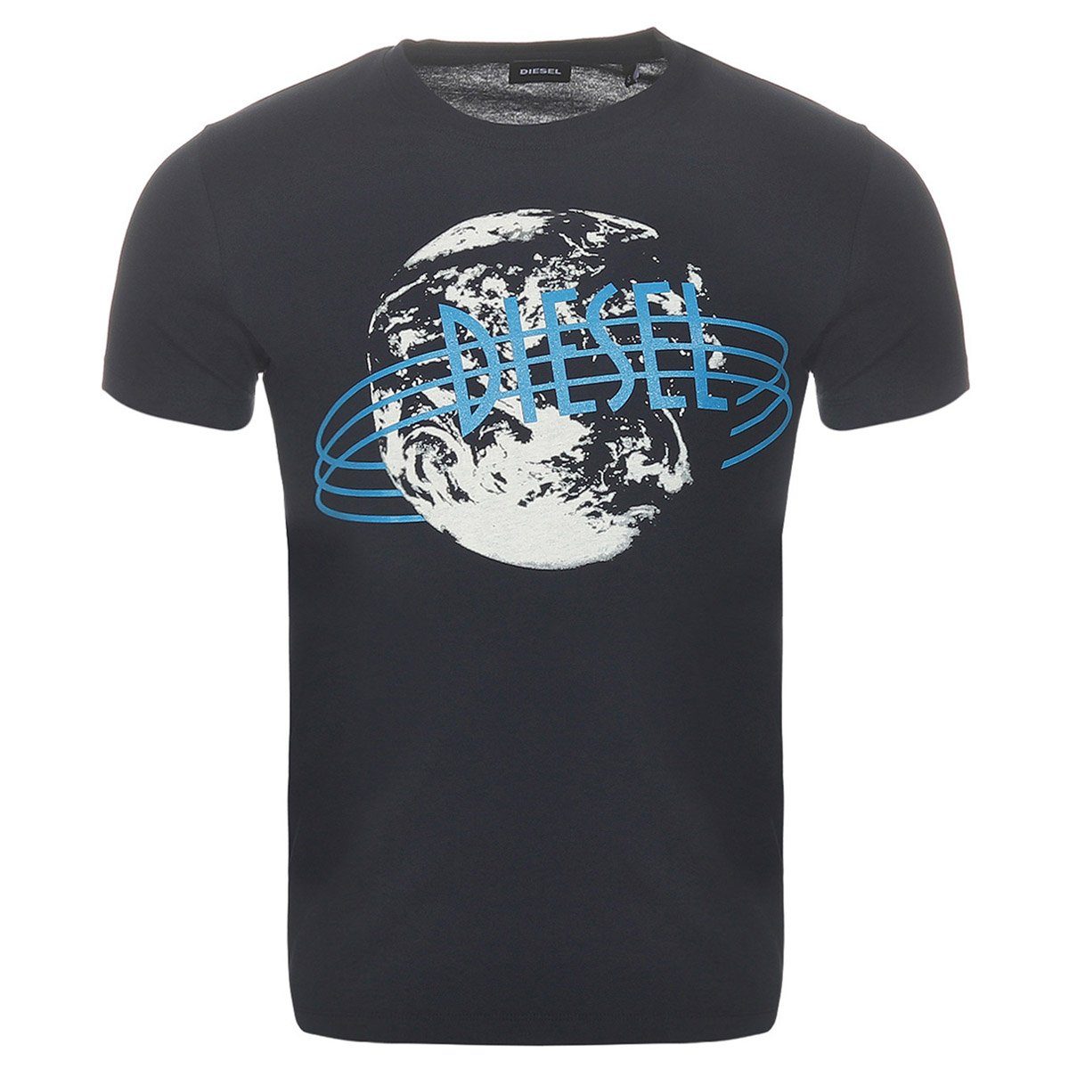 Diesel T-Shirt Diesel Herren T-Shirt T-DIEGO-NC Gerader Schnitt, Motiv Weltkugel Navy