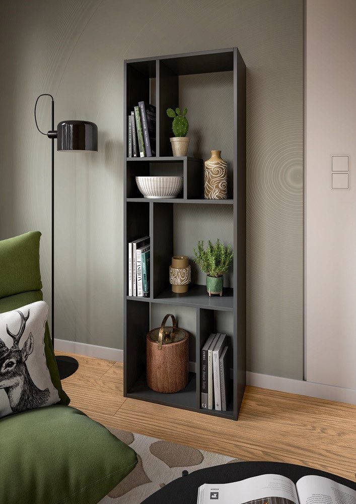 xonox.home Holzbett Regal Lowboard Tommy, grau, vertikal oder horizontal montierbar