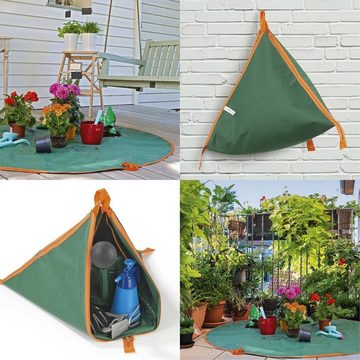 PRIMA GARDEN Blumentopfuntersetzer 2in1 Pflanzunterlage und Utensilienbeutel Grün Gartenarbeitsunterlage, 1-tlg., Polyester Ø 148 cm