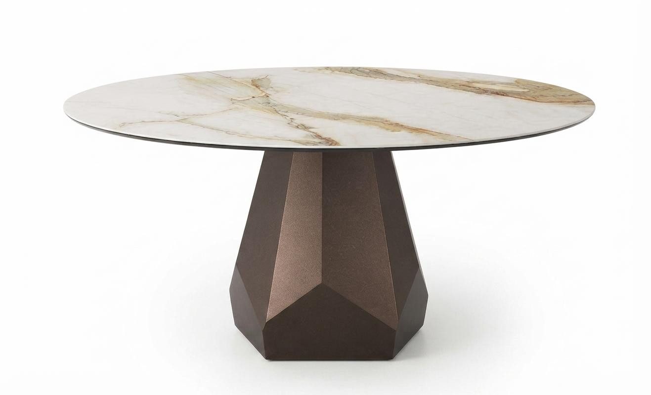 JVmoebel Esstisch Esstisch Modern Gold Marmor Optik Rund Edel Luxus Design Kuechentisch (1-St., 1-tlg)