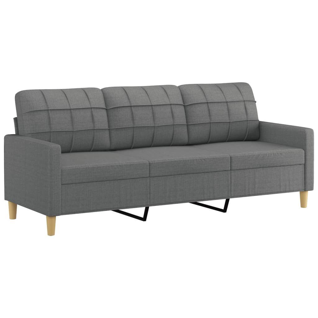 Sofagarnitur Dunkelgrau vidaXL 3-tlg. Stoff Kissen mit Sofa