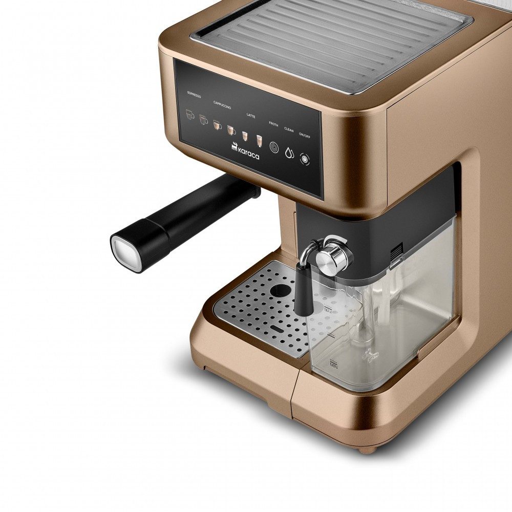Karaca Espressomaschine, MyCaffe Barista S10 mit integriertem Milchbehälter – Walnut Brown