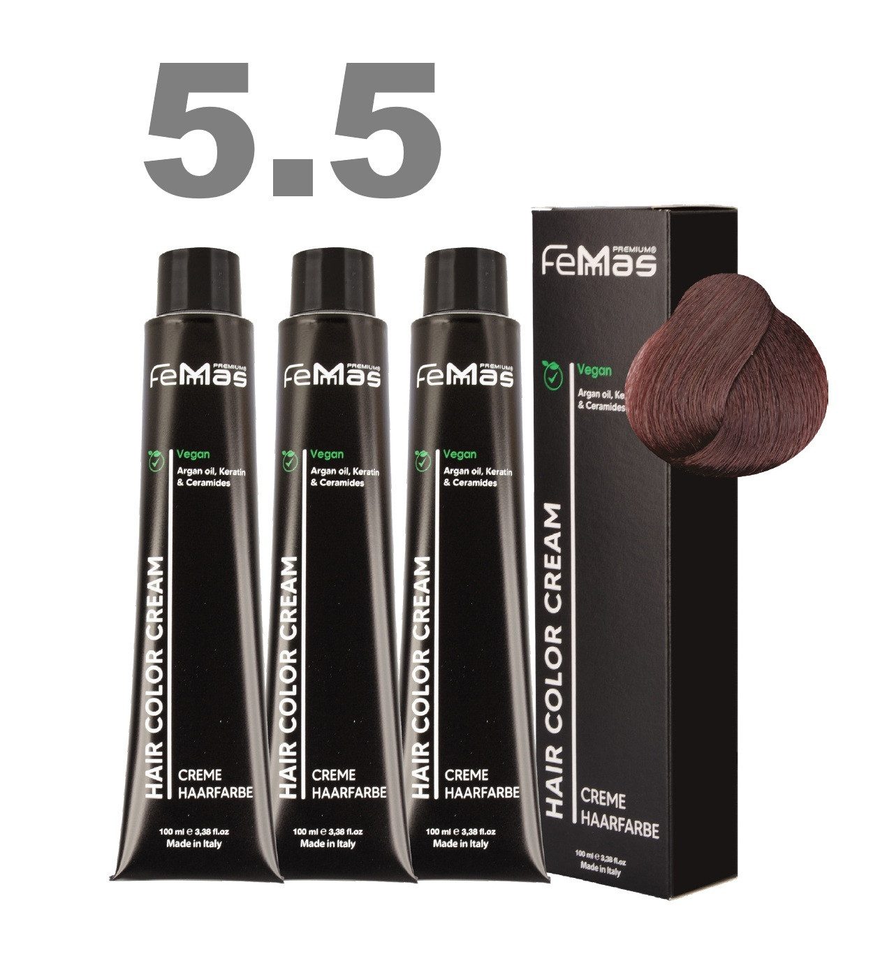 Haarfarbe FemMas professionelle Haarfarbe mit Arganöl 3 x 100 ml