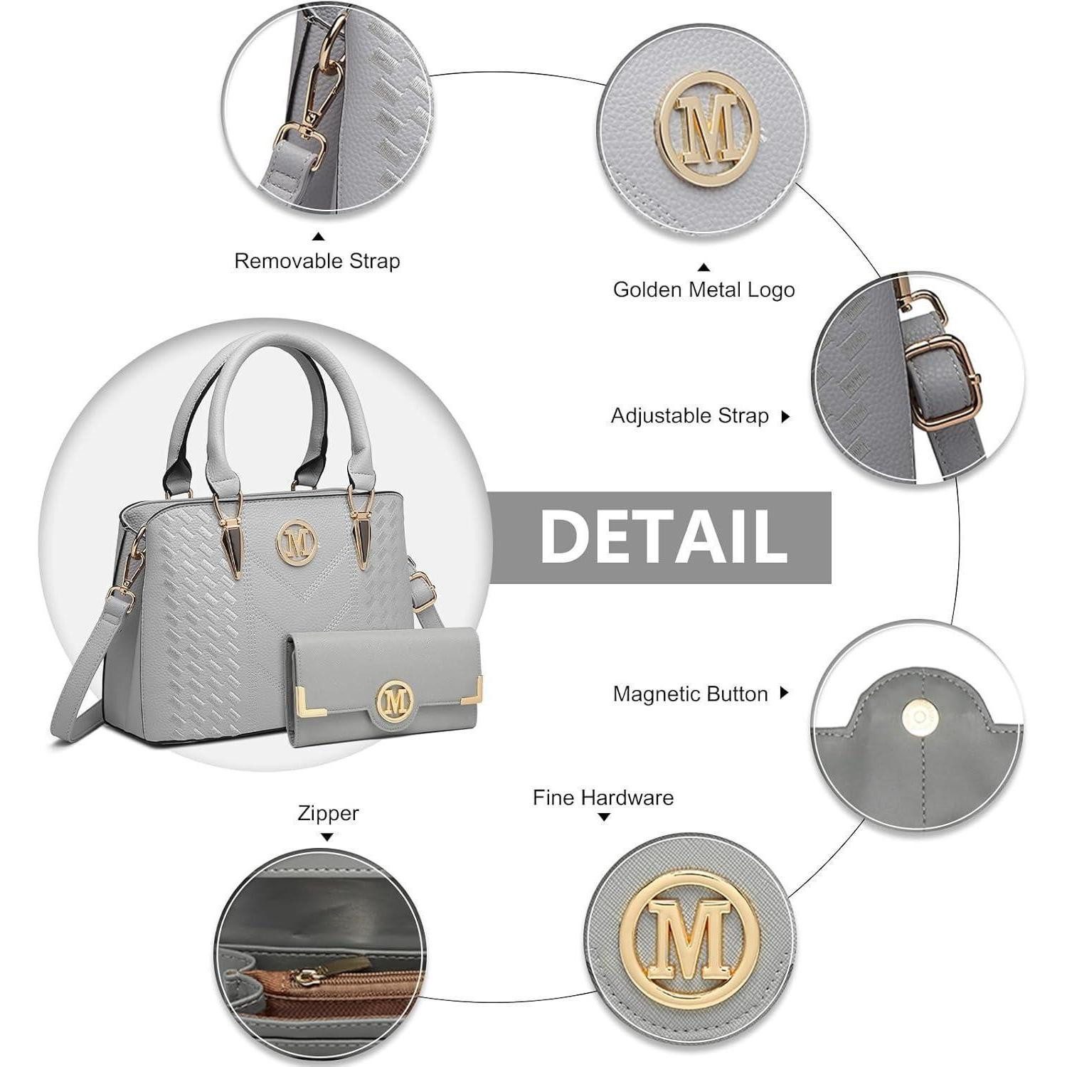 LuxusKollektion Handtasche Damen Handtasche Mittelgroß Henkeltasche elegant Citytasche Hellgrau