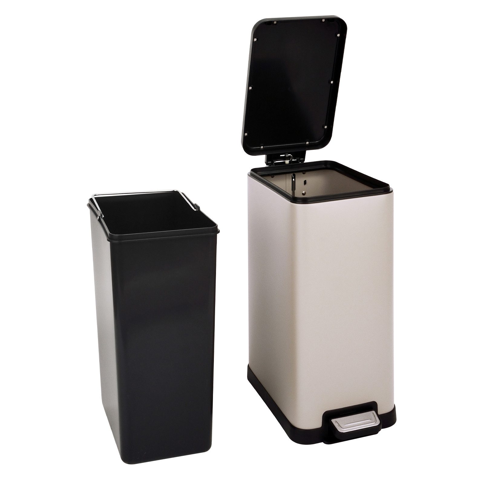 SVITA Mülleimer STM15, Treteimer, Kosmetikeimer, 15L, Stahl pulverbeschichtet, Taupe