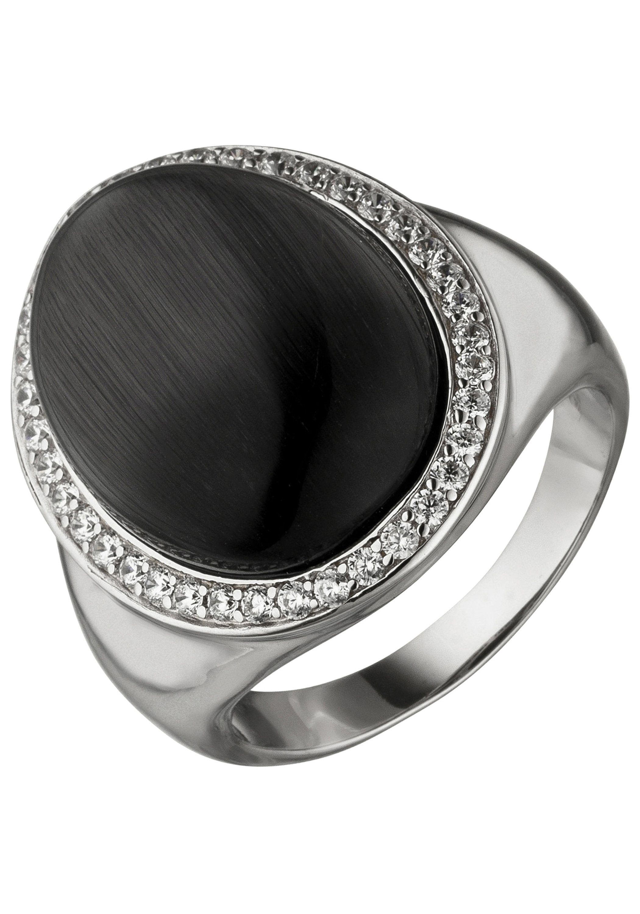 JOBO Fingerring, 925 Silber mit Mondstein-Imitation und 38 Zirkonia