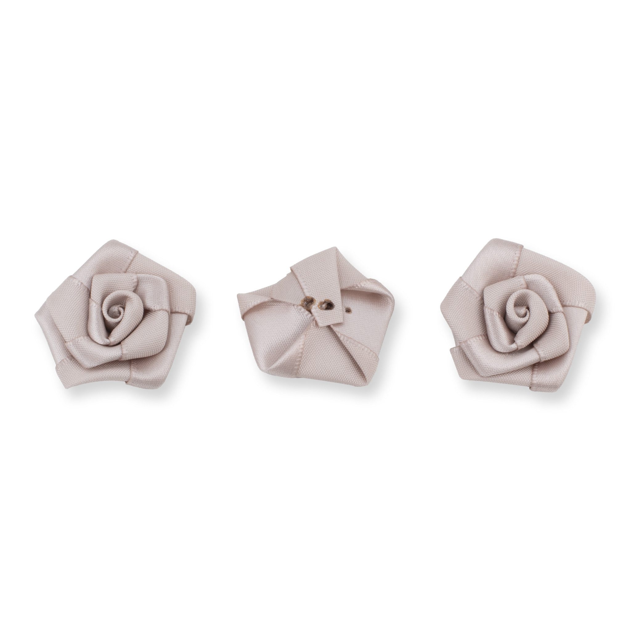Thumbnail - Creativery Streudeko, Satinrosen 3cm zum Basteln & Aufnähen 10 Stück Taupe