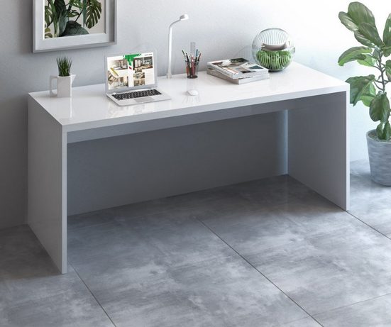 Interdesign24 Schreibtisch »Glossi«, Weiss HG Lack Breite ...