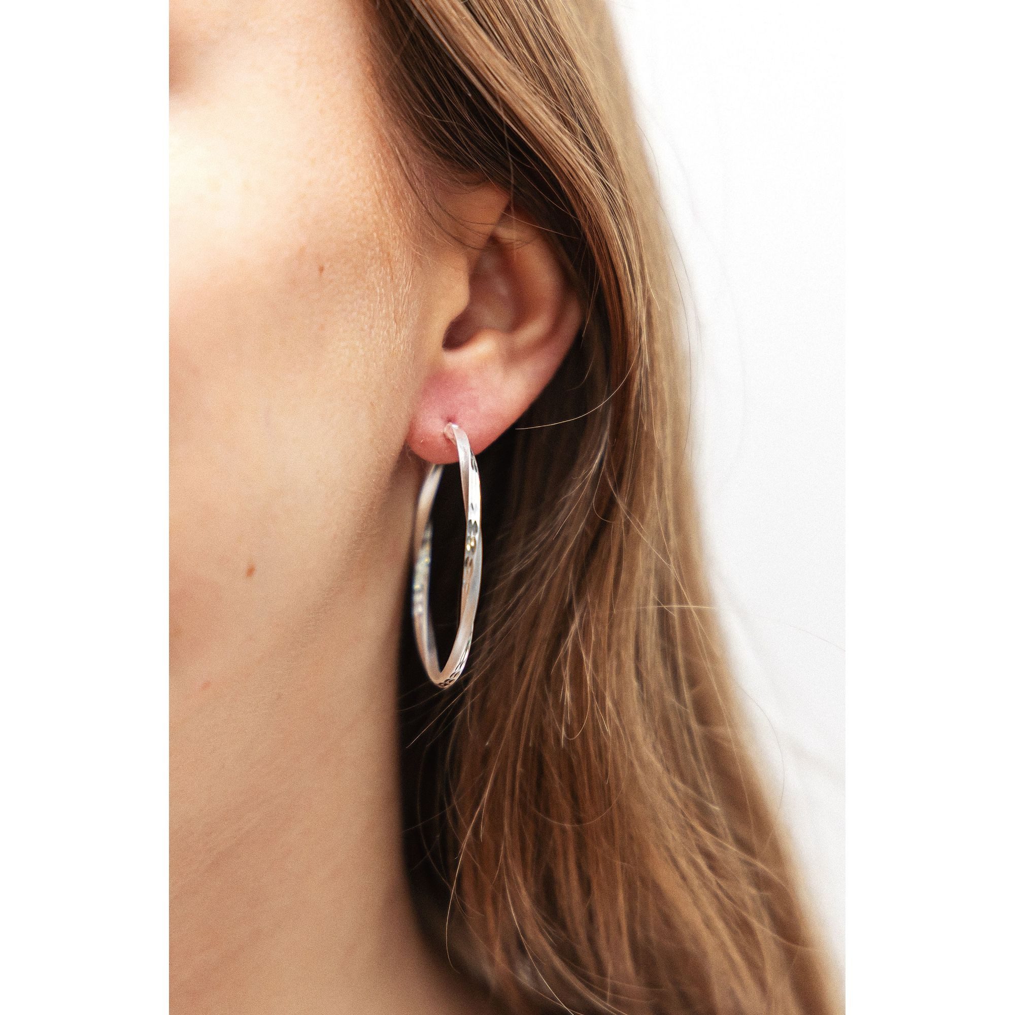 Zeeme Paar Creolen 925 Silber mattiert diamantiert günstig online kaufen