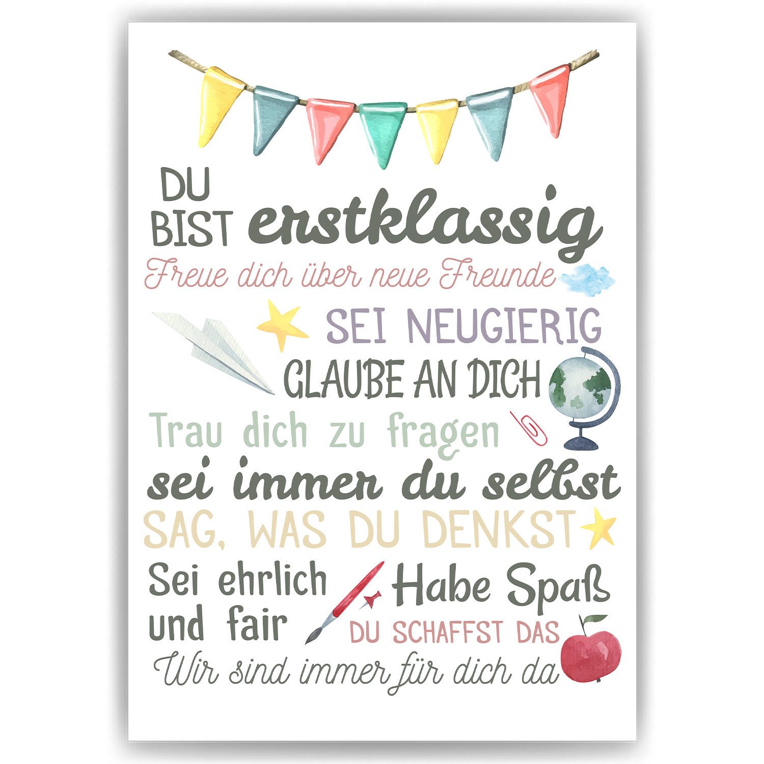 Tigerlino Poster Geschenk Schulanfang Affirmation Motivation Selbstvertrauen Schulkind