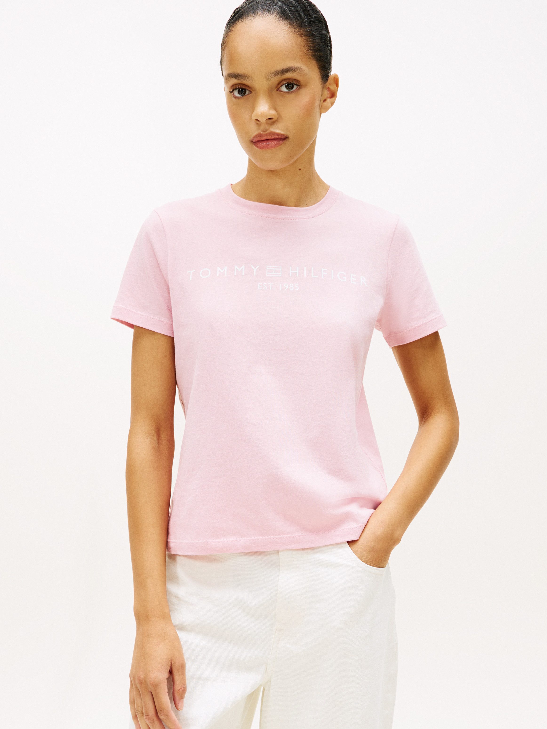 Tommy Hilfiger Kurzarmshirt REG CORP LOGO C-NK mit Logoschriftzug und Stick günstig online kaufen