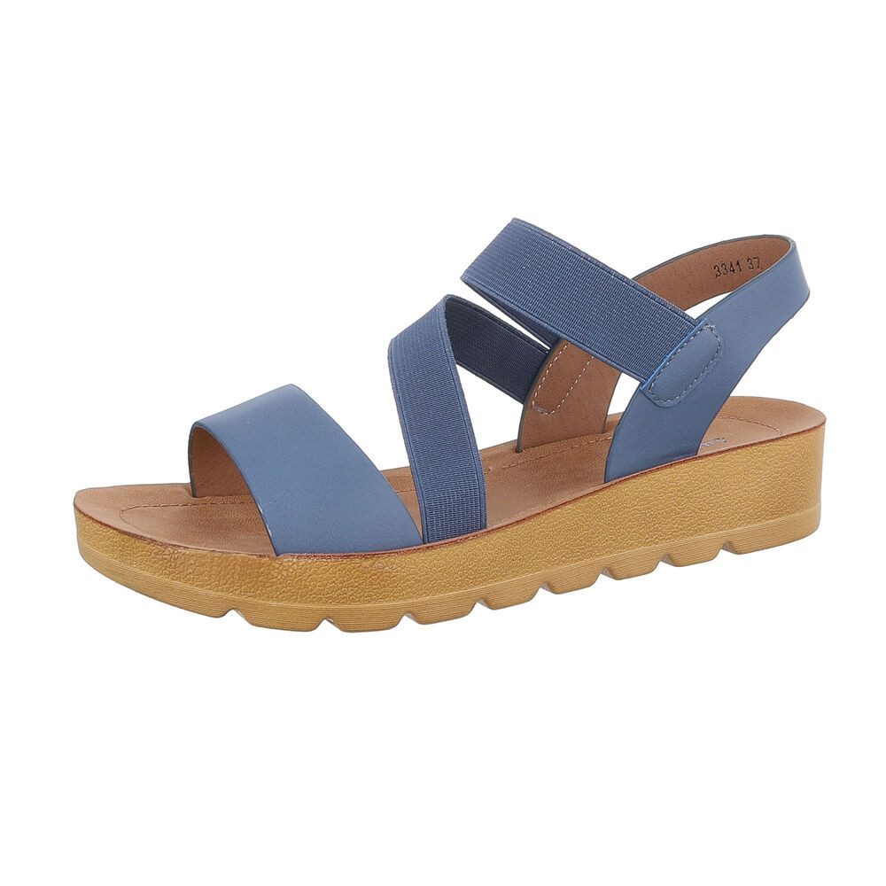 Ital-Design Damen Freizeit Riemchensandalette (86345235) Keilabsatz/Wedge Keilsandaletten in Blau