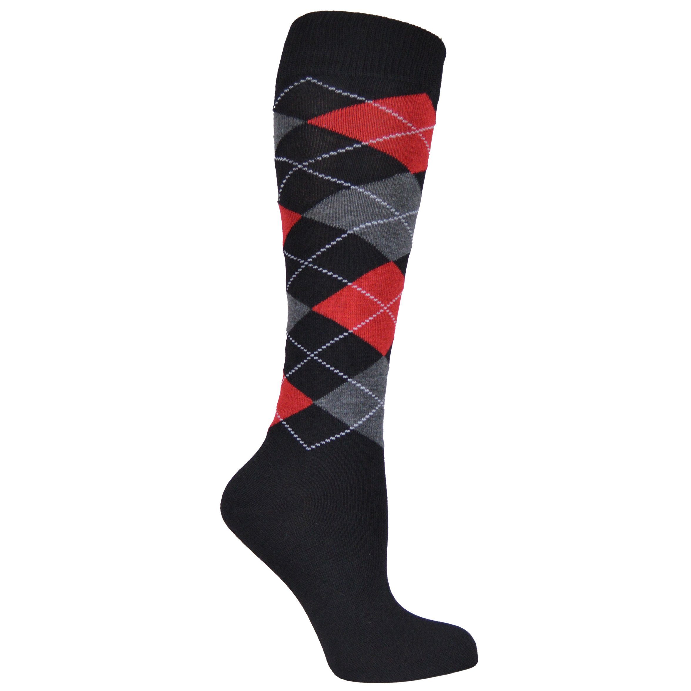 Socked Kniestrümpfe Damen Kniestrümpfe, Baumwolle (6-Paar, 4 verschiedene Farben) Baumwolle, lange Socken,Strümpfe, guter Halt, kniehoch, Uni / Karo – Bild 4 von 5