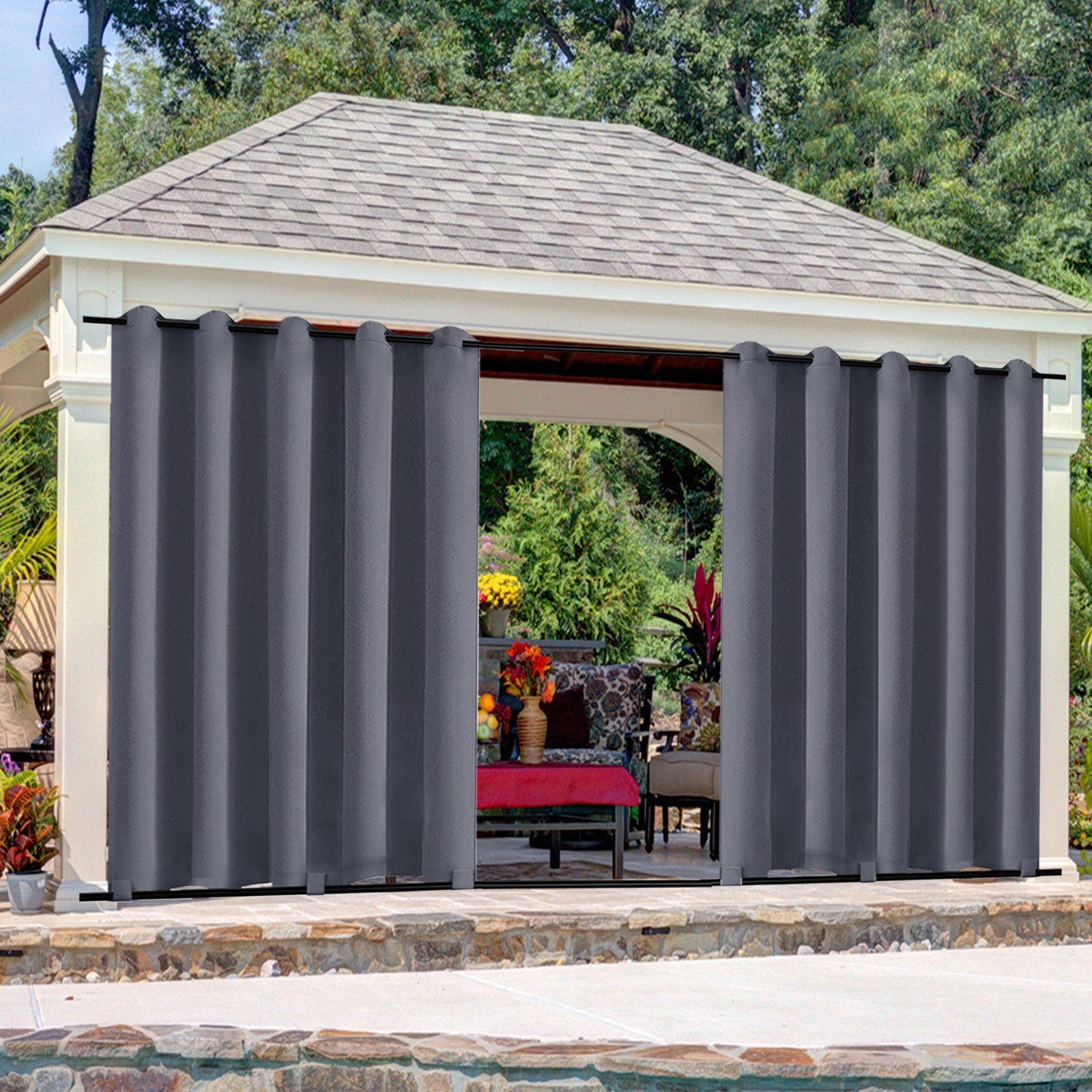 Jibenhome Outdoorgardine Outdoor Vorhang Wetterfest mit günstig online kaufen