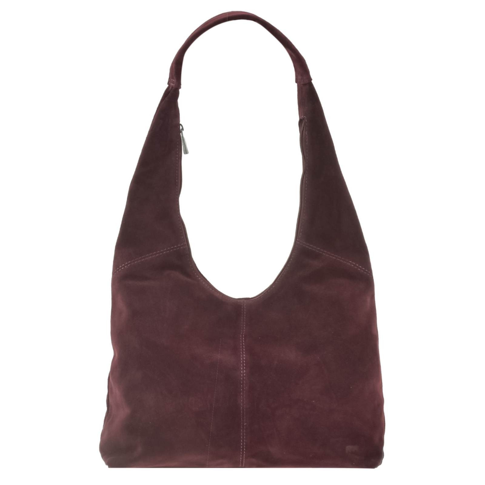 Bear Design Umhängetasche Pauline Velourleder Damen Beuteltasche Suede bordeaux, Samtiges Velourleder, breiter Tragegurt & durchdachte Innenfächer
