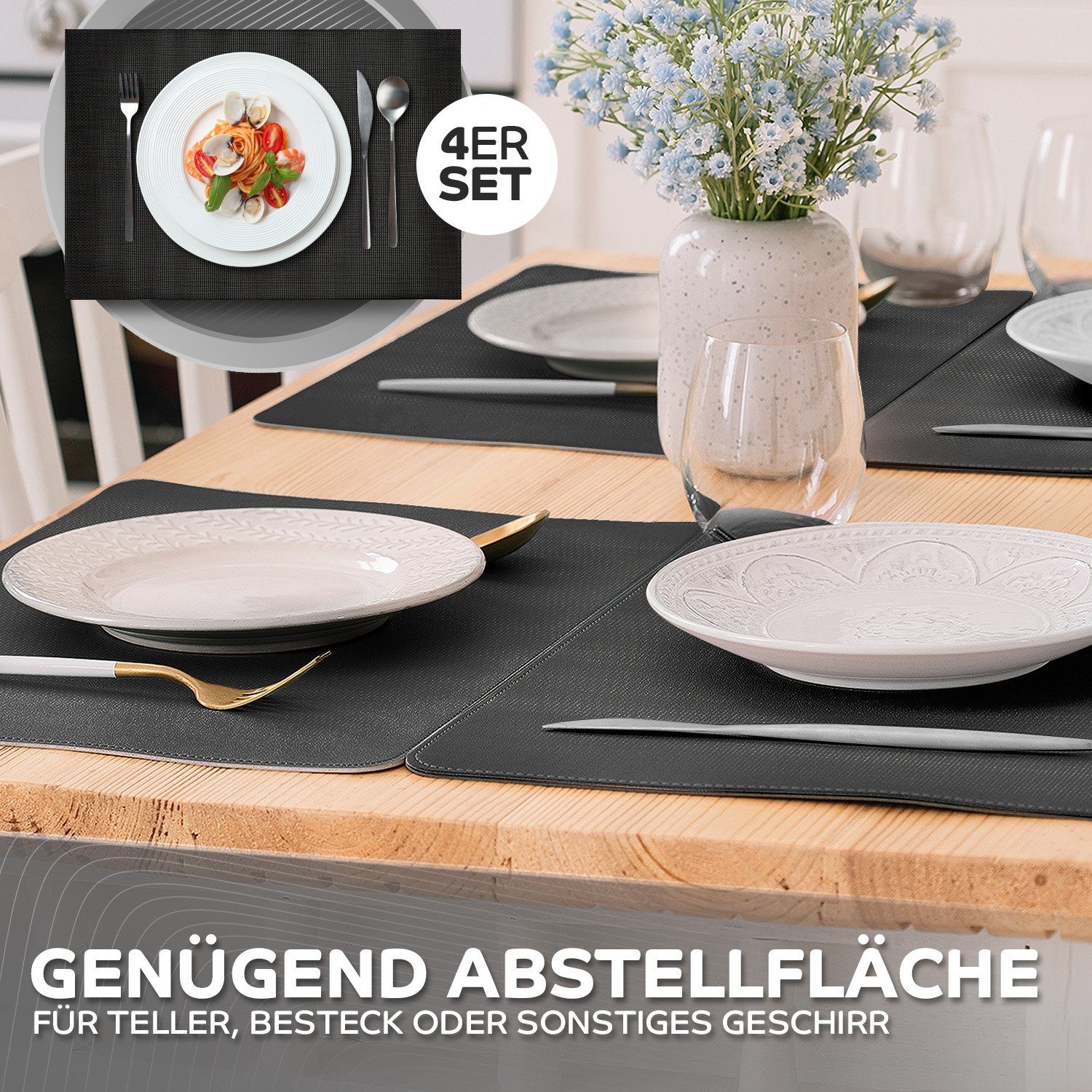 Loco Bird Platzset rechteckig aus PVC, (Tischset Abwischbar PVC-Untersetzer, 6-St., Waschbare Tischuntersetzer Platzdeckchen), Untersetzer PVC-Matte – Bild 4 von 5