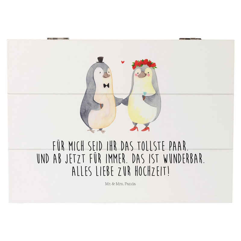 Mr. & Mrs. Panda Dekokiste Hochzeitspaar Pinguin - Weiß - Geschenk, Verlobungsgeschenk, Hochzeit (1 St)