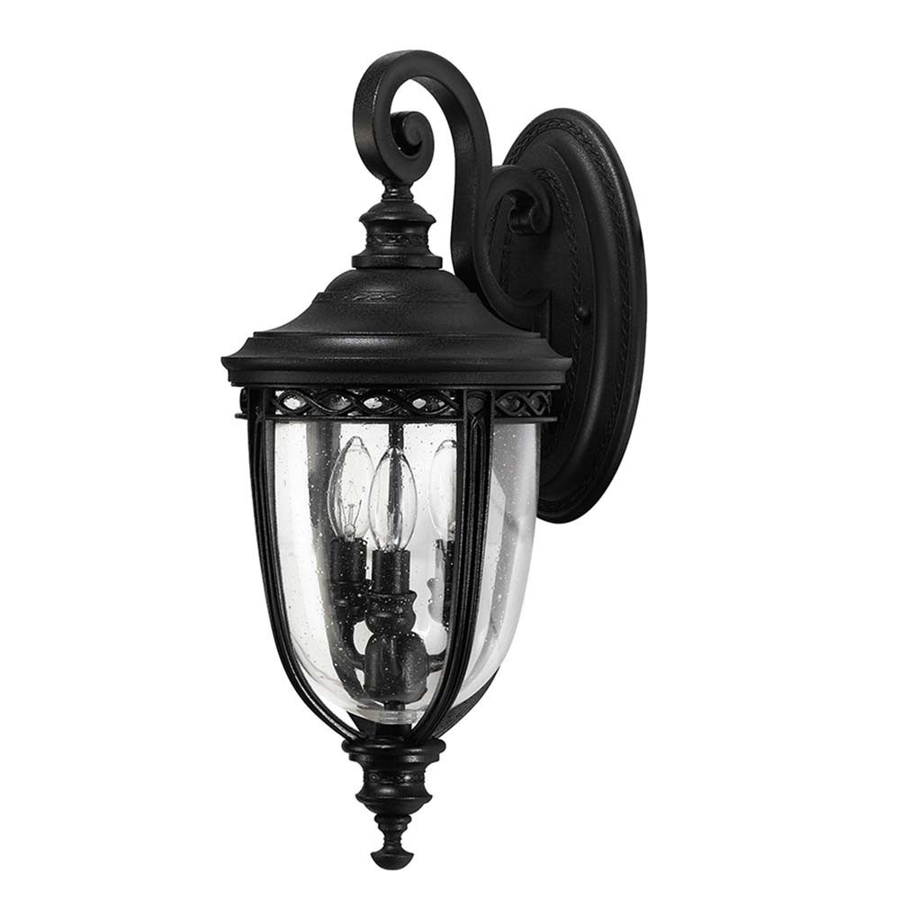Elstead LIGHTING Außen-Wandleuchte, Leuchtmittel nicht inklusive, Außenleuchte Wandlampe Stahl Glas Schwarz Gartenlampe Antik 3 Flammig