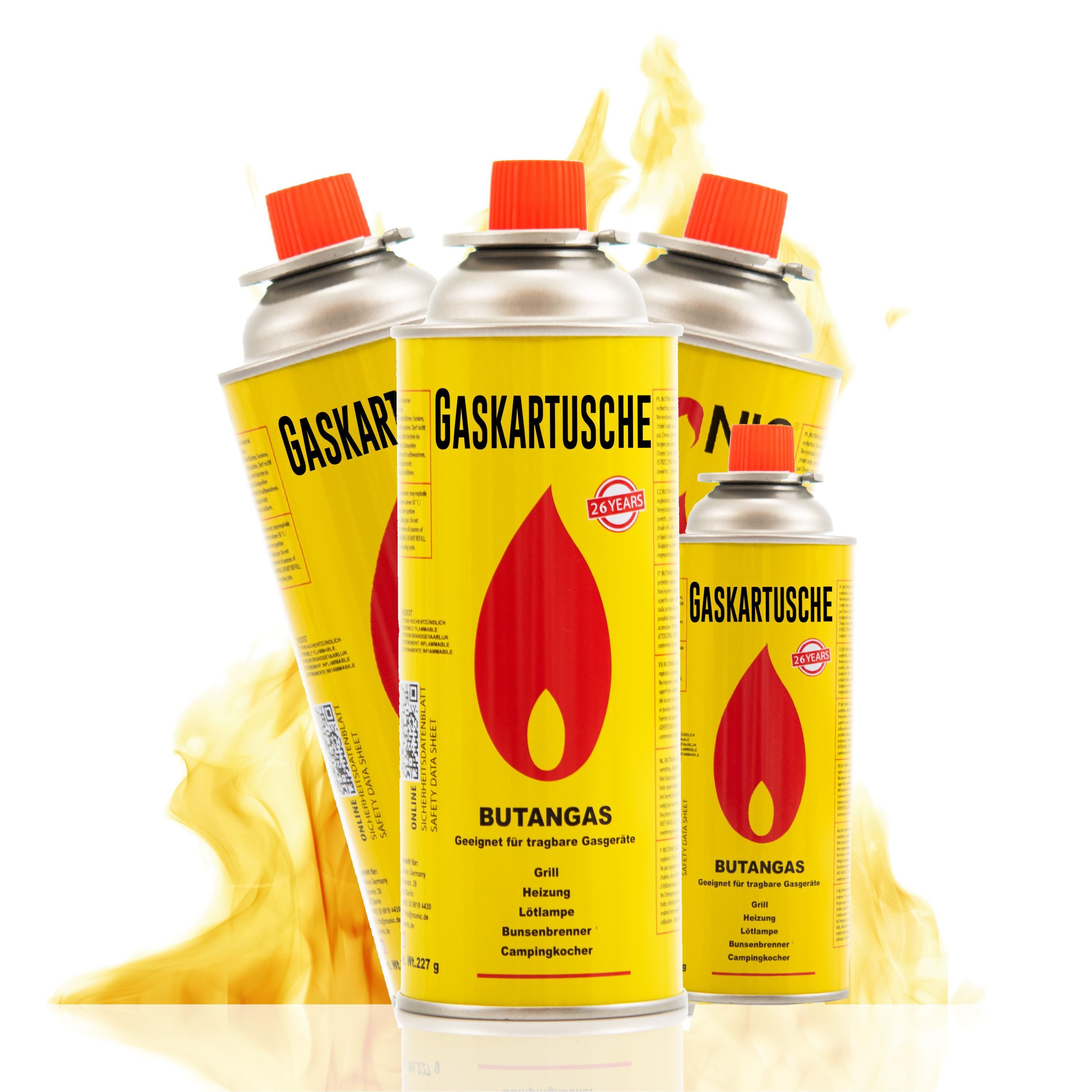 TruWare Gaskartusche Gaskartuschen 227g Butan Gas mit Ventil Universal Butangas, Zubehör für Campingkocher Gaskocher Gasgrill, 4 St., Brennstoffflaschen Kartusche